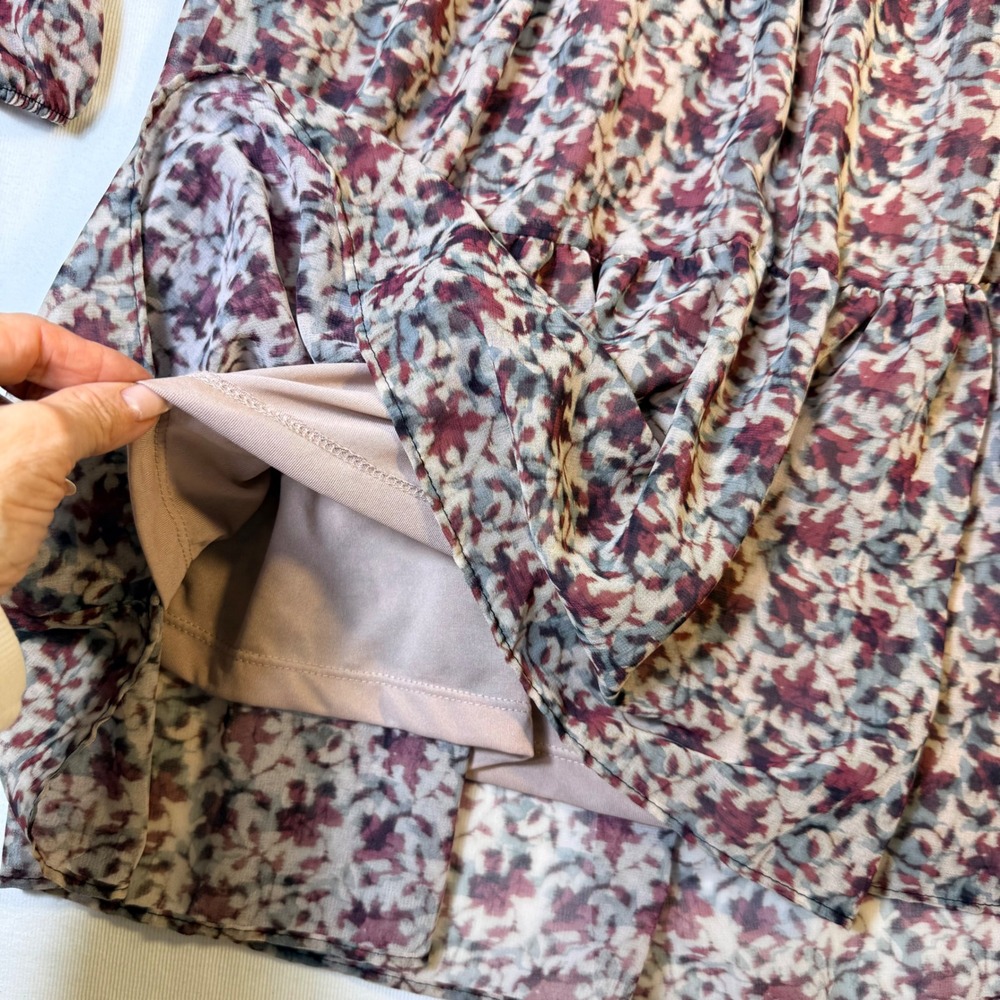 Zara XS Floral Babydoll Mini Dress Boho Cottagecore Smocked Tier  Festival fairy - Picture 6 of 16